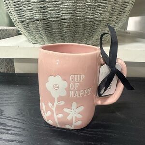 Rae Dunn Pink Floral 'Cup of Happy' Mug